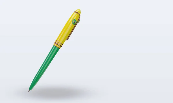 Ballpoint Brazilië Vlag Rendering Links Uitzicht — Stockfoto