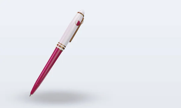 Kugelschreiber Katar Flagge Rendering Linke Ansicht — Stockfoto