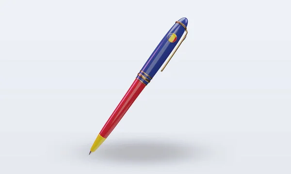 Kugelschreiber Rumänien Flagge Rendering Frontansicht — Stockfoto