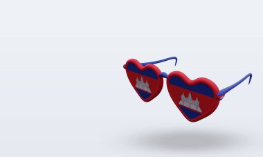 3D güneş gözlüğü Kamboçya bayrağını sever.