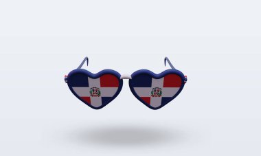 3D güneş gözlüğü Dominik Cumhuriyeti bayrağını seviyor.