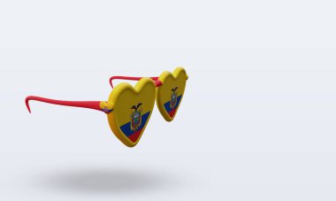 3D güneş gözlüğü sol görüşü yansıtan Ekvador bayrağını sever