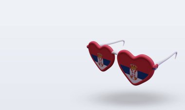 3D güneş gözlüğü Sırbistan 'ı seviyor, bayrak sağa bakıyor