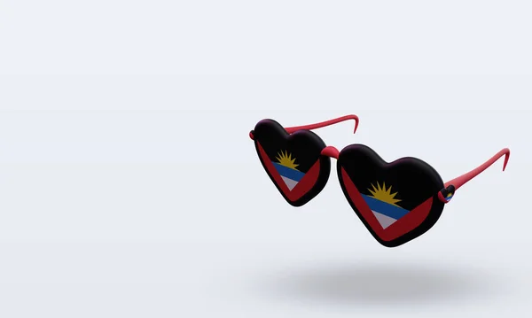 Occhiali Sole Amore Antigua Barbuda Bandiera Rendering Vista Destra — Foto Stock