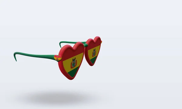 Napszemüveg Szerelem Bolívia Zászló Renderelés Bal Nézet — Stock Fotó