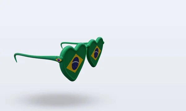 Óculos Sol Amor Brasil Bandeira Renderização Visão Esquerda — Fotografia de Stock