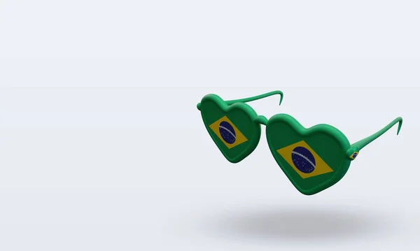 Sunglasses Love Brazil Flag Rendering Right View — Stockfoto