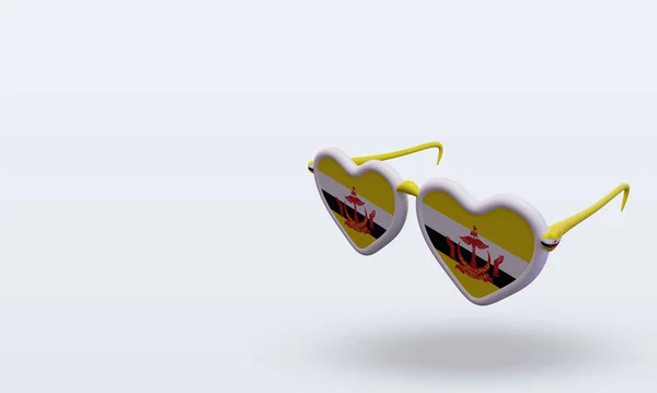 Sluneční Brýle Láska Brunej Darussalam Vlajka Vykreslování Pravý Pohled — Stock fotografie