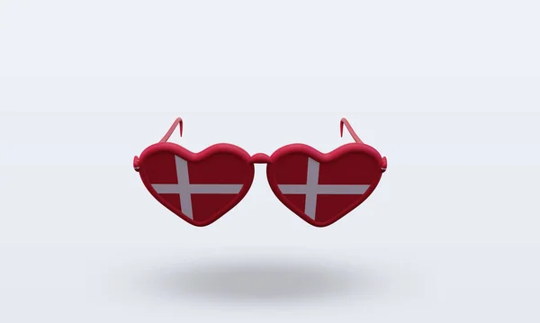 Сонцезахисних Окулярів Обожнюють Зображення Прапора Данії — стокове фото
