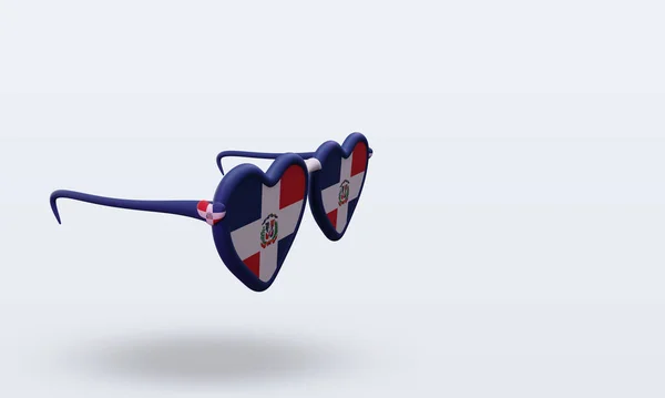 Okulary Przeciwsłoneczne Miłość Dominikana Flaga Renderowania Lewy Widok — Zdjęcie stockowe