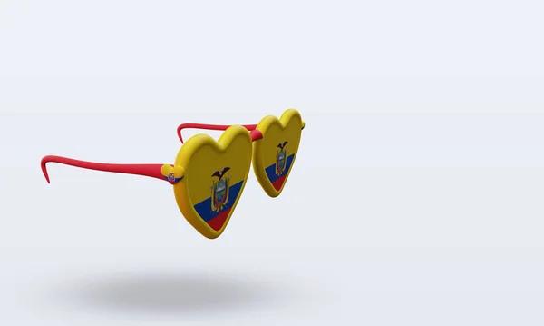 Napszemüveg Szerelem Ecuador Zászló Renderelés Bal Nézet — Stock Fotó