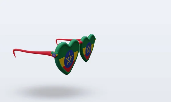 Óculos Sol Amor Etiópia Bandeira Renderização Visão Esquerda — Fotografia de Stock