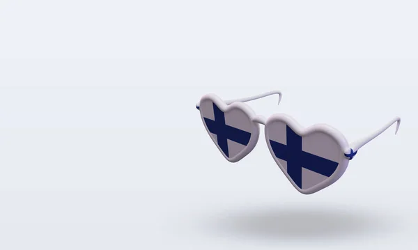 Zonnebril Liefde Finland Vlag Rendering Rechts Uitzicht — Stockfoto