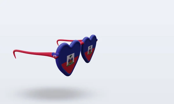Okulary Miłość Haiti Flaga Renderowania Lewy Widok — Zdjęcie stockowe