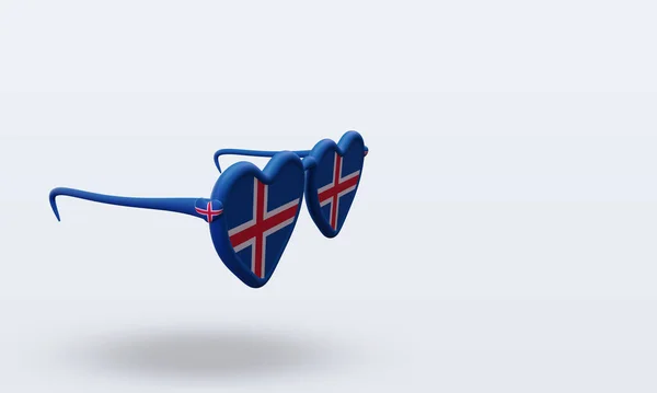 Gafas Sol Amor Islandia Bandera Renderizado Vista Izquierda — Foto de Stock