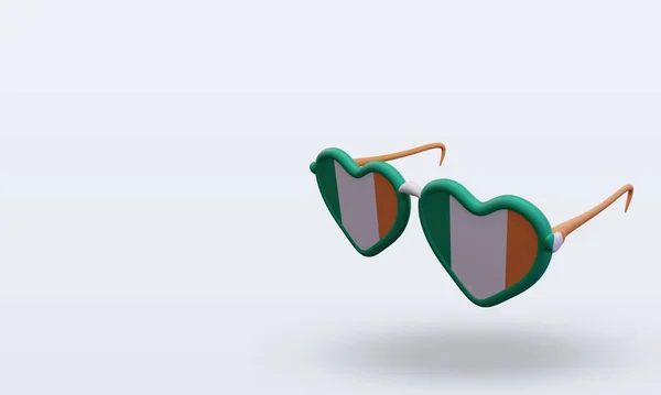 Sunglasses Love Ireland Flag Rendering Right View — Stock Photo, Image