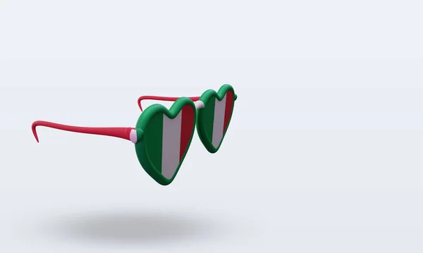 Gafas Sol Amor Italia Bandera Renderizado Vista Izquierda —  Fotos de Stock