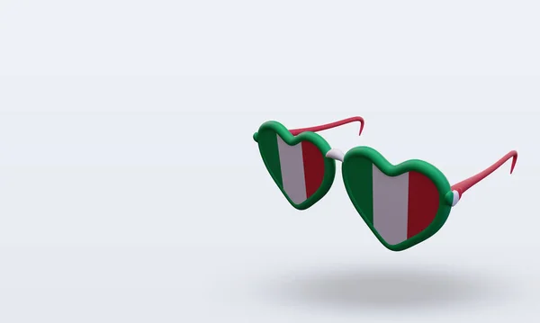 3D太阳镜酷爱意大利国旗渲染视野 — 图库照片