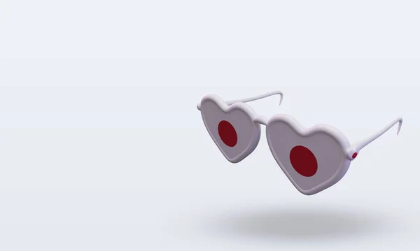 Sunglasses Love Japan Flag Rendering Right View — Stock Photo, Image