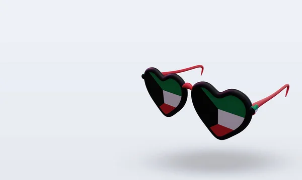 Солнцезащитные Очки Любовь Флаг Кувейта Отображения Правый Вид — стоковое фото
