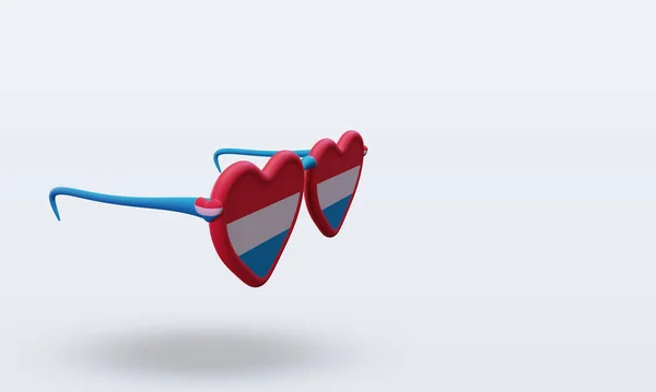 Sunglasses Love Luxembourg Flag Rendering Left View — Stock Photo, Image