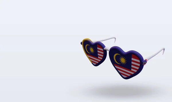Okulary Miłość Malezja Flaga Renderowania Prawy Widok — Zdjęcie stockowe