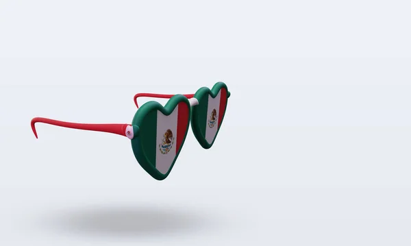 Gafas Sol Amor México Bandera Renderizado Vista Izquierda —  Fotos de Stock