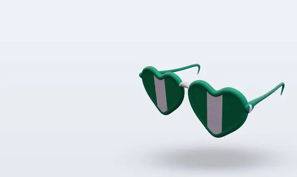 Sunglasses Love Nigeria Flag Rendering Right View — Stock Photo, Image