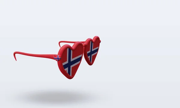 Okulary Miłość Norwegia Flaga Renderowania Lewy Widok — Zdjęcie stockowe
