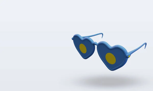 Sonnenbrillen Lieben Palau Flagge Rendering Rechte Ansicht — Stockfoto