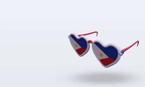 Sunglasses Love Philippines Flag Rendering Right View — Stock Photo, Image