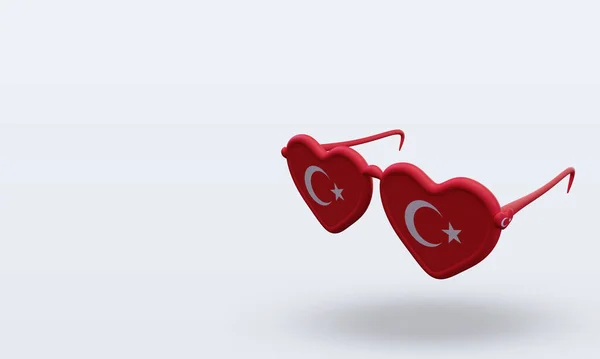 Sunglasses Love Turkey Flag Rendering Right View — Stock Photo, Image