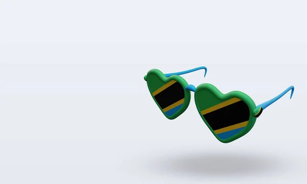 Солнцезащитные Очки Любят Флаг Танзании Отображающий Правый Вид — стоковое фото