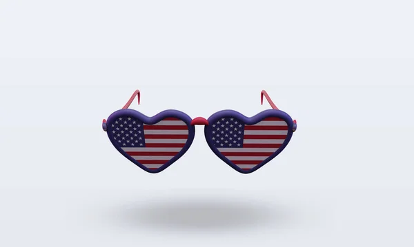 Kacamata Hitam Cinta Bendera Amerika Render Tampilan Depan — Stok Foto