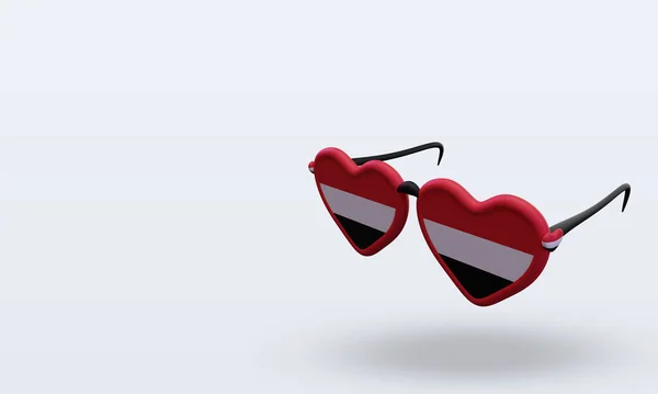 Occhiali Sole Amore Yemen Bandiera Rendering Vista Destra — Foto Stock