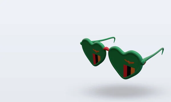 Солнцезащитные Очки Любовь Флаг Замбии Отображения Правый Вид — стоковое фото