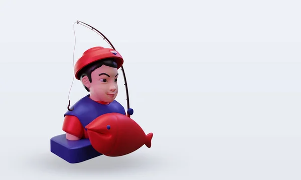 3D Balıkçı Hırvatistan bayrağı sola bakıyor