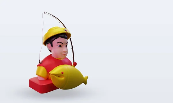 3d Balıkçı Ekvador bayrağı sol görüşü yansıtıyor