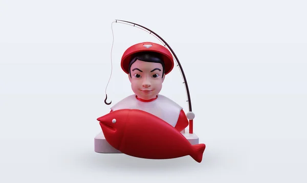 3d Balıkçı Endonezya bayrağı cephe görüntüsü veriyor