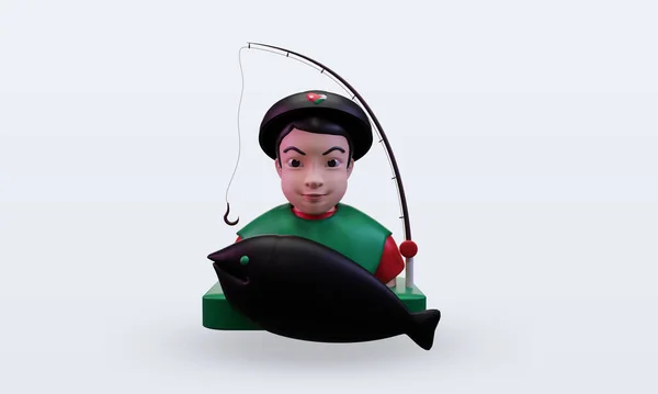 3d Balıkçı Jordan bayrağı ön görünümü yansıtıyor