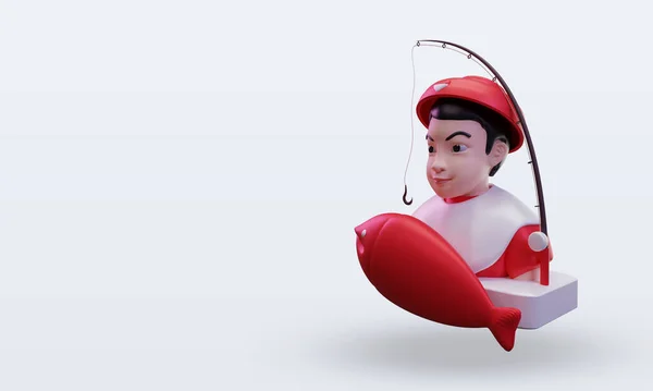 3d Balıkçı Endonezya bayrağı sağa bakıyor