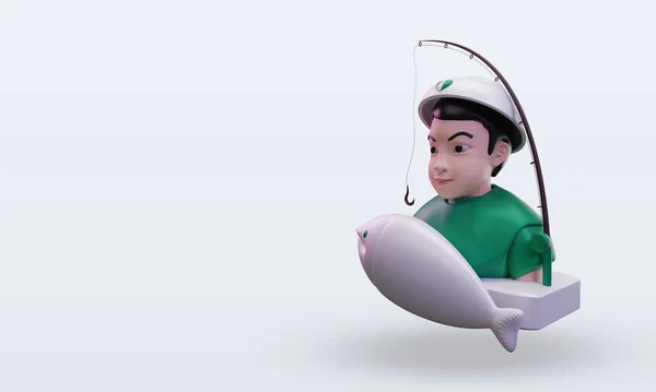 3d Balıkçı Nijerya bayrağı sağa bakıyor