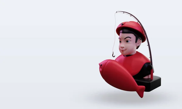 3d Balıkçı Papua Yeni Gine bayrağı sağa bakıyor