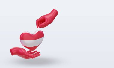 3D Bağış Günü Avusturya bayrağı sola bakıyor