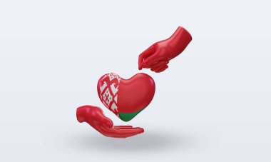 3D Bağış Günü Belarus bayrağı cephe görüntüsü