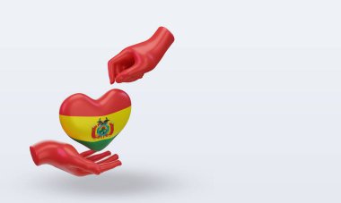 3D Bağış Günü Bolivya bayrağı sol görüşü yansıtıyor