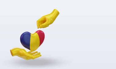 3D Bağış Günü Chad bayrağı sol görüşü yansıtıyor