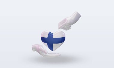 3d yardım günü Finlandiya 'nın ön görünüm bayrağı