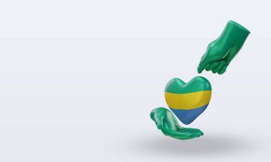 3D Bağış Günü Gabon bayrağı doğru görünüm veriyor