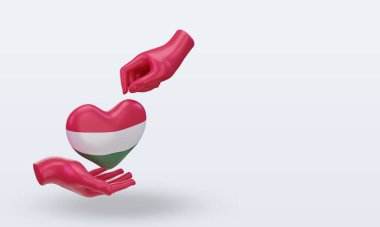 3D Yardım Günü Macaristan bayrağı sol görüşü yansıtıyor